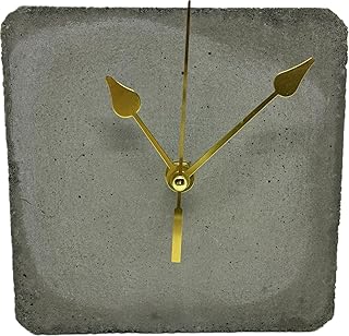 コンクロック コンクリート製置き時計 【浅間山の「浅間砂」使用】 重厚感 大きい 卓上時計 アナログ スクエア モダン インテリア 雑貨 日本製クォーツムーブメント (ナチュラル・グレー, 小)