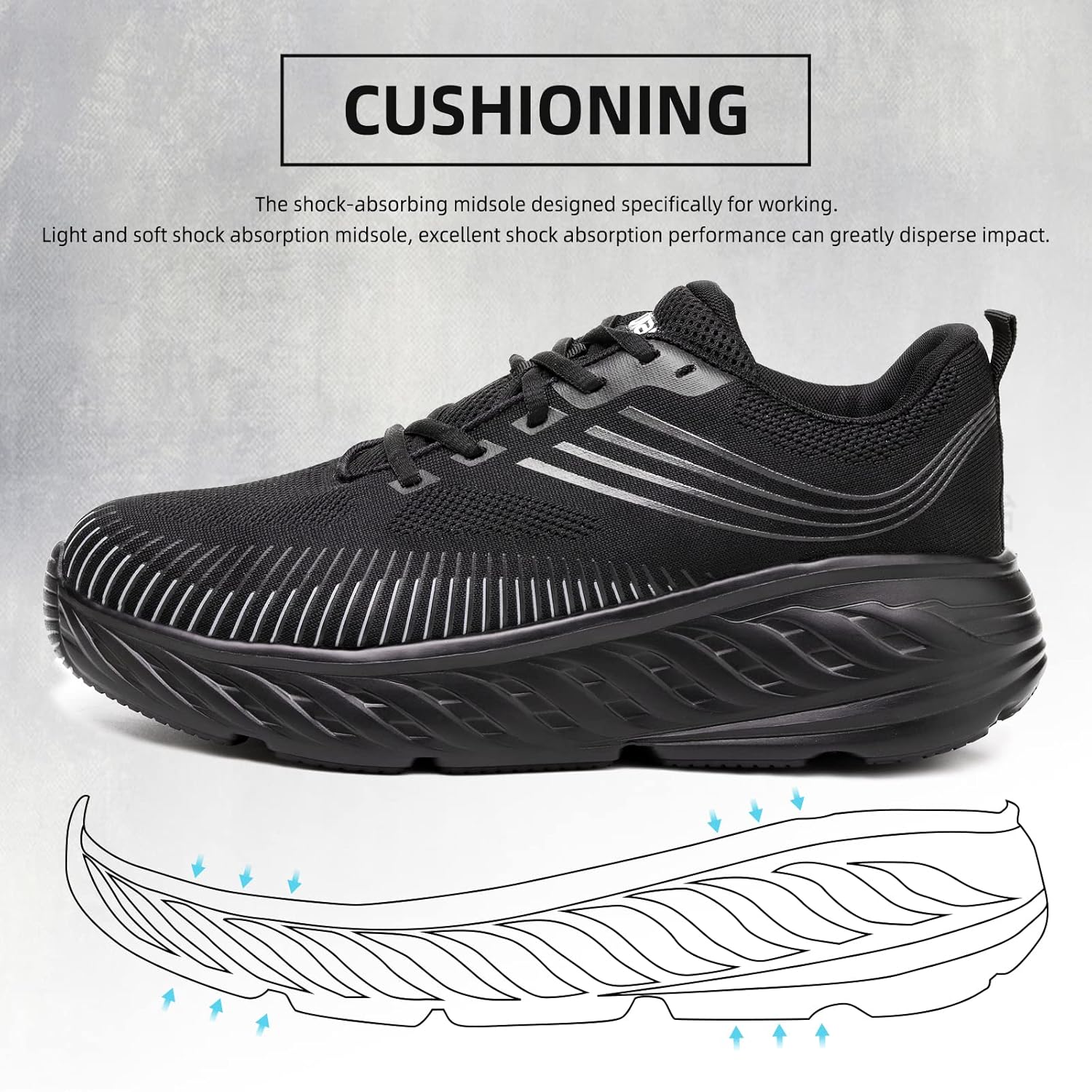 Extra Wide Steel Toe Shoes for Men, Super Lightweight Men's Safety Shoes Indestructible Construction Work Sneakers - Image 2