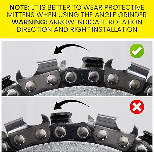 Miniatura 3 de TWOMEM - Cadenas de repuesto de 4 pulgadas para disco de cadena de tallado de madera, 22 dientes, compatible con amoladoras angulares de 4 pulgadas