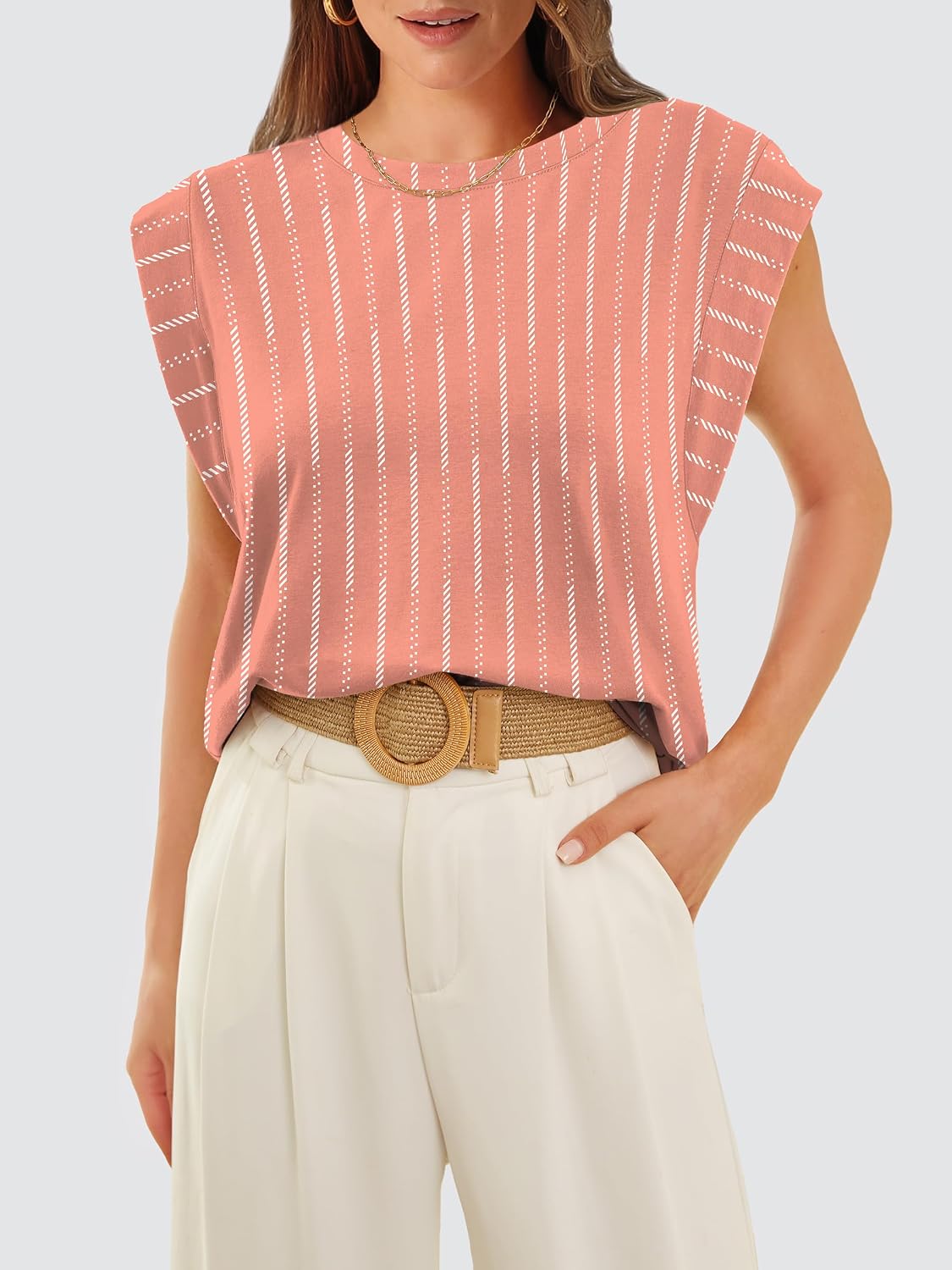 WIHOLL Cap Sleeve Tops for Women Summer Top Basic Tee Shirts Business Casual Tank Loose Fit 2026 Fashion image 5