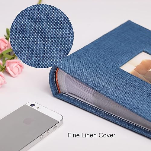 Miniatura 2 de Vienrose Álbum de fotos de 4 x 6 pulgadas, 200 fotos, cubierta de marco de lino con áreas de notas, libro de fotos de gran capacidad, libro de fotos