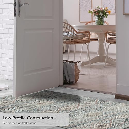 Miniatura 6 de Wyatt & Ash Pink Bruno Imagine - Alfombra de felpilla estampada de 5 x 7 pies, antideslizante y lavable a máquina