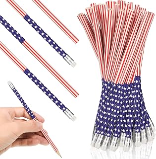 American Flag Pencils USA Patriotic Pencils with Erasers for Independence Day, 4th of July, Veterans Day, Party Favor, Office School Supplies(200 Pcs)