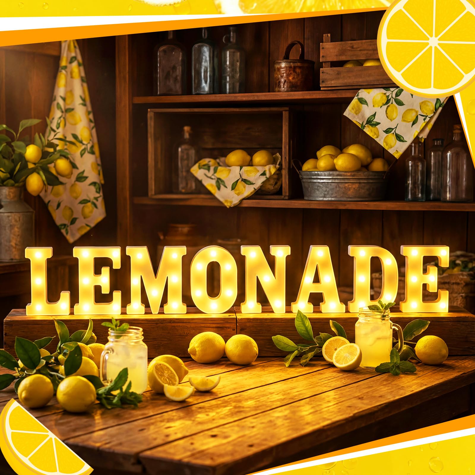 Lettres lumineuses LED limonade Ganeen en plastique 3D lot de 6
