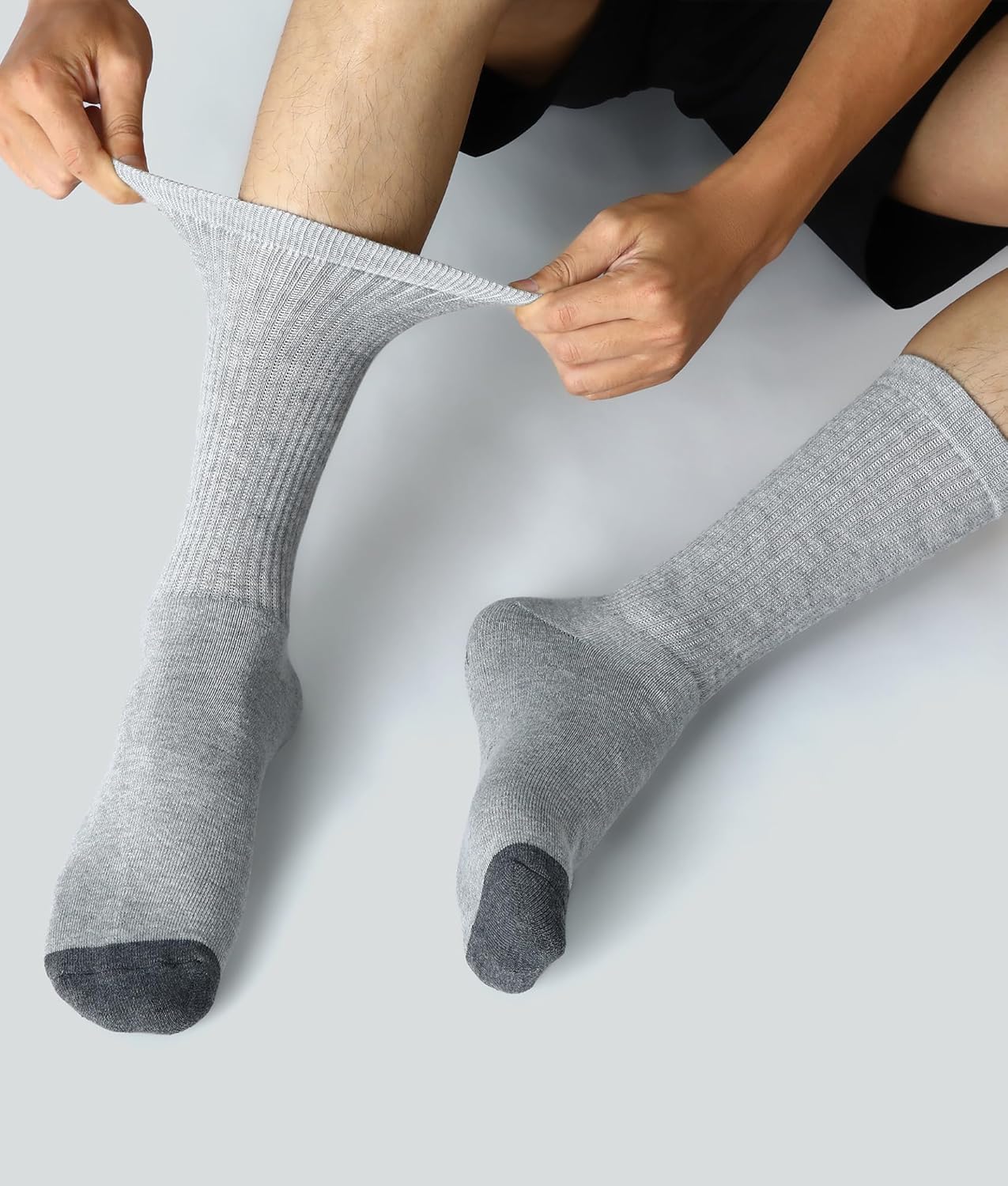 WANDER Men's Running Crew Socks 6 Pairs Cotton Athletic Socks for Men Cushion Performance Socks 8-12/12-15 - Image 4