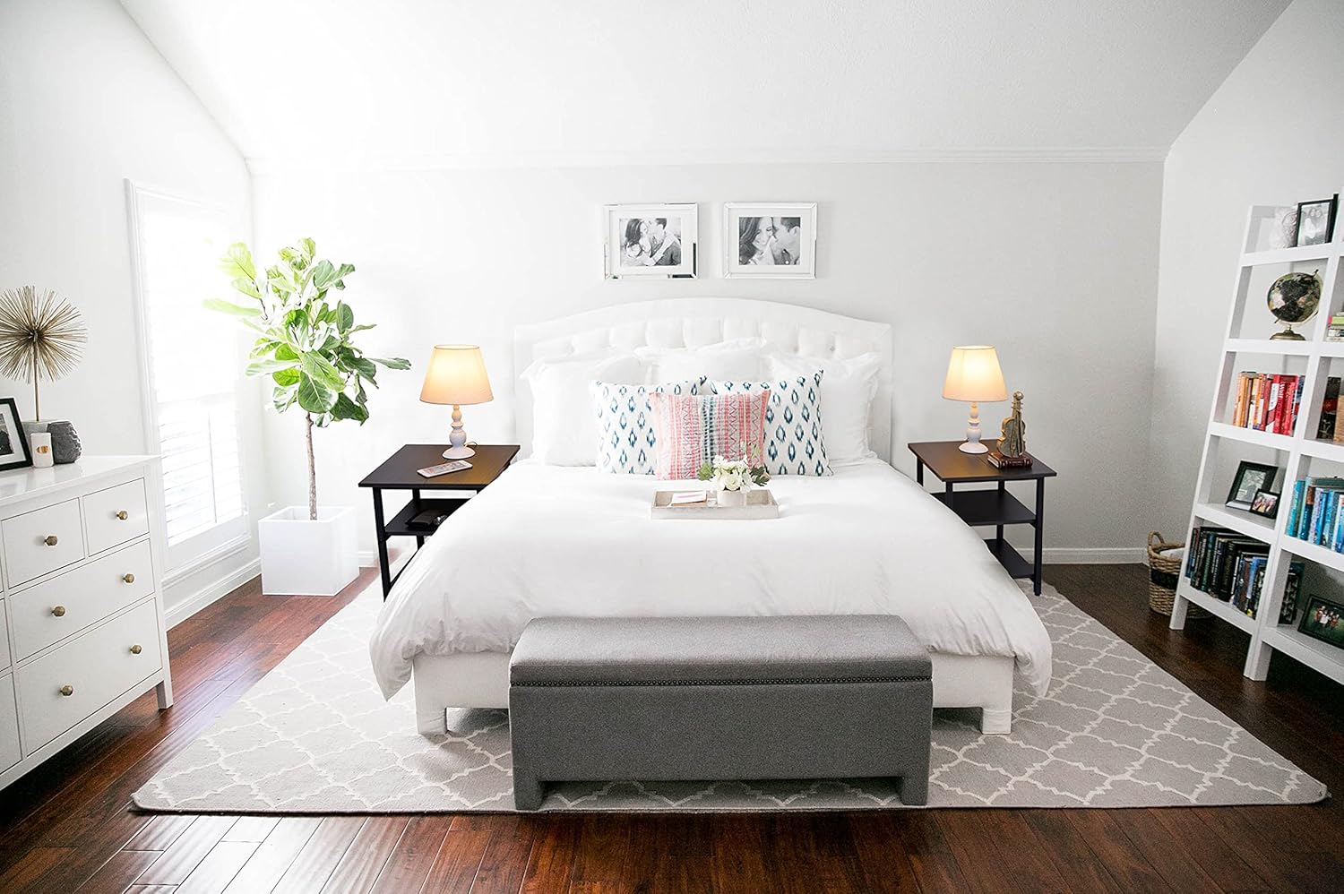 Nightstand, Set of 2 Side Tables, End Tables with Wood Shelves, for Living Room, Bedroom, Industrial, Stable Steel Frame, Easy Assembly, Black : Home & Kitchen