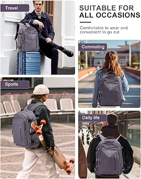 BJLFS Large Waterproof Travel Backpack, Carry On Hiking Rucksack, Purple