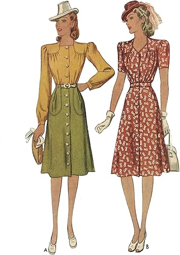 Miniatura 2 de Patrón de los años 40, versátil vestido de dos piezas superior y falda - 33 - 43.5 pulgadas (33.1 in - 43.5 in), blanco y negro (MC3689)