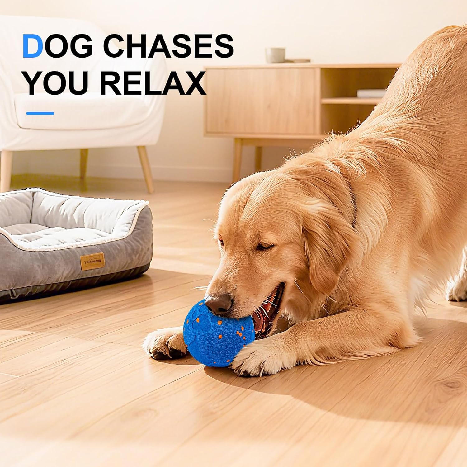 Interactive Dog Ball,Moving Bouncing Dog Toy for Large Dogs, USB Rechargeable Auto-Moving Pet Ball, Durable Interactive Dog Toy for Active Large Breed Puppies & Adult Dogs - Image 4