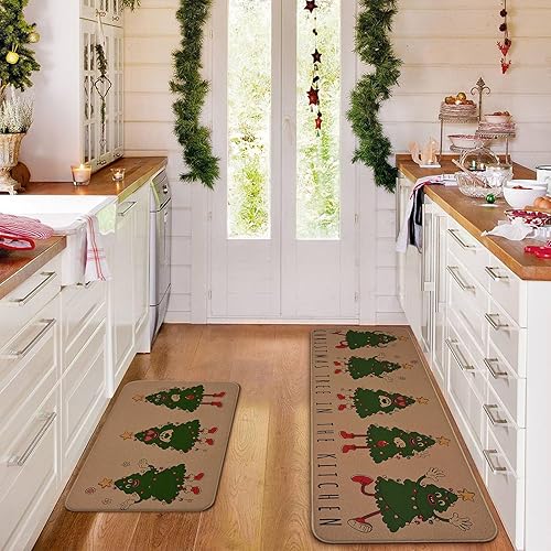 Miniatura 3 de Yinhua Tapetes de cocina de Navidad para piso, tapetes de goma antideslizantes de cocina de perfil bajo para piso, lindas alfombras de cocina de