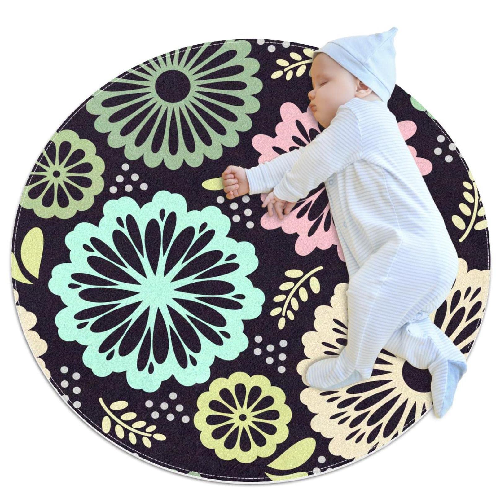 Tapis de décoration d'intérieur floral JDEZ tapis de sol 70x70cm