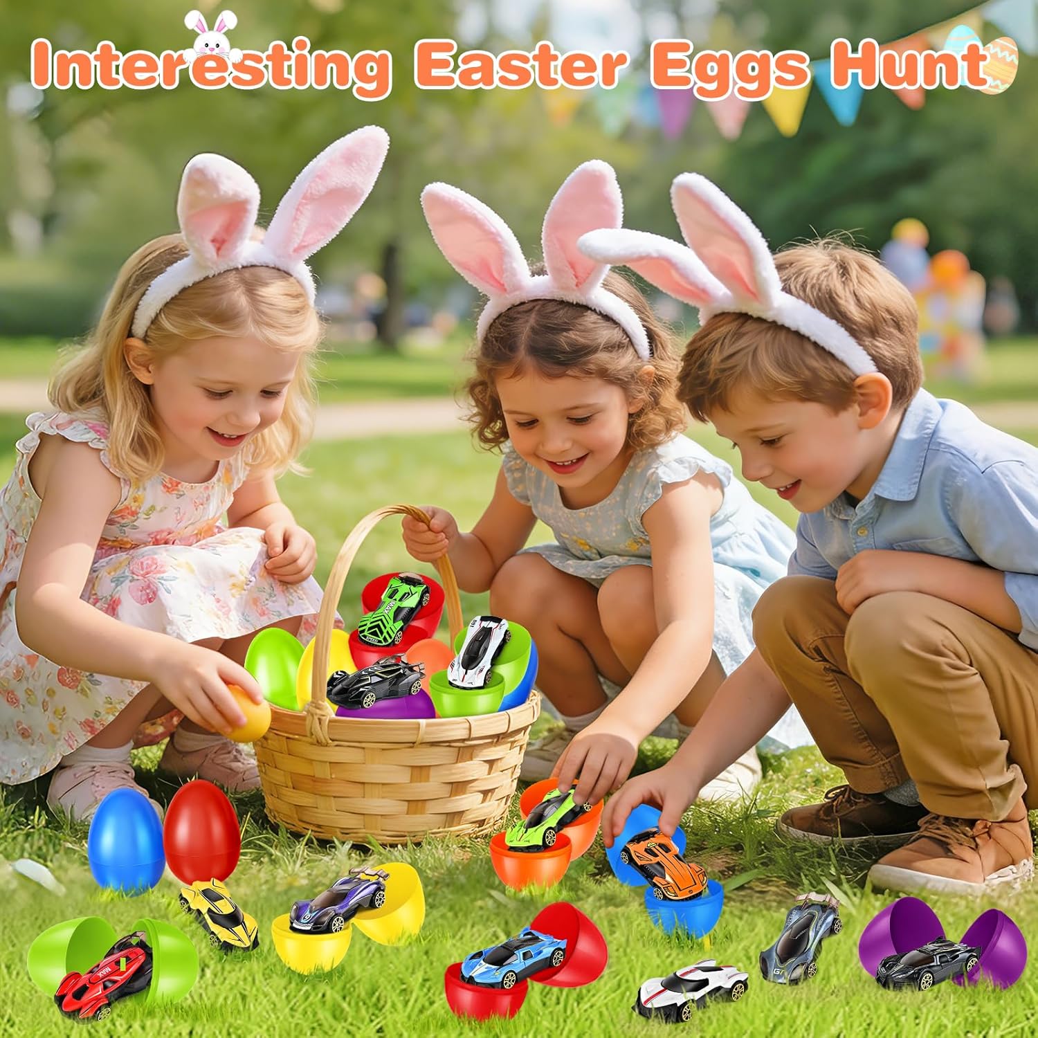 Shemira 12 Pack Easter Eggs Filled with Die-cast Racing Cars for Kids Boys Easter Basket Stuffers, Prefilled Easter Eggs with Toys Inside for Easter Egg Hunt, Party Favor Supplies Classroom Prizes image 2 of 6 B0FYQBB8NQ