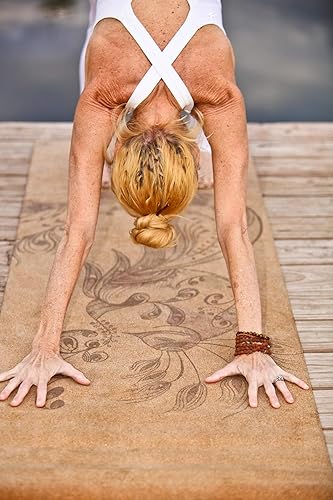 Miniatura 9 de Tapete de yoga de corcho, diseñado por artistas, tapete antideslizante ecológico de alta calidad, ideal para yoga regular y caliente, pilates,
