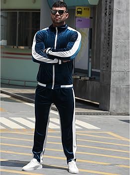 RPOVIG Velour Tracksuit Sweatsuit Velvet:Men's Jogging track suit