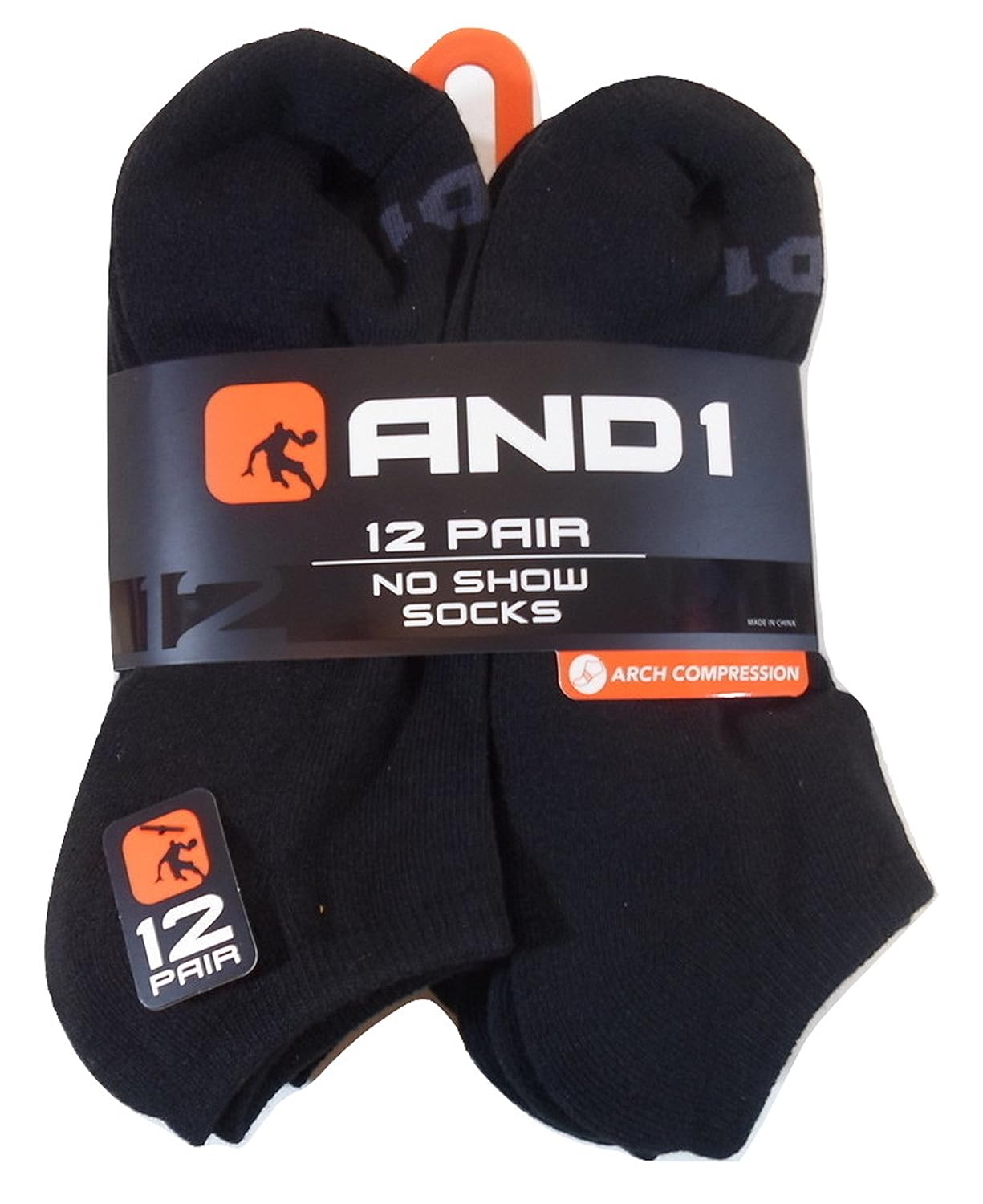 12 PAIRS AND1 Black No Show Socks Mens Size 6-12.5 And 1 Arch Compression, Shoe size 6-12.5