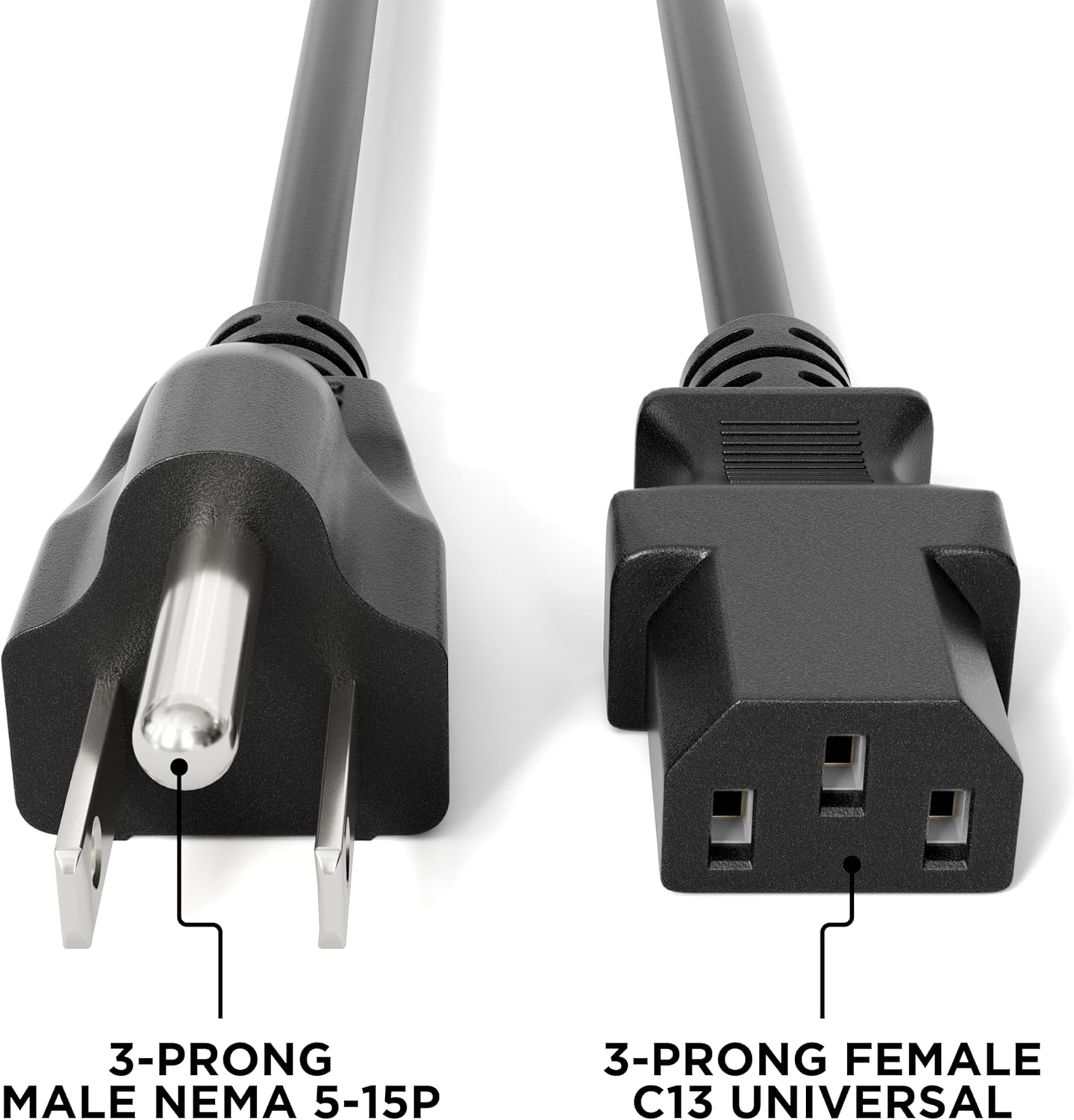 THE CIMPLE CO 25 Feet - 3 Prong AC Power Cable for Computer, Medical, Server, & Desktop - 25 ft Three Prong Power Supply Cord - C13 Power Cord - NEMA 5-15P to C13 / IEC 320-25 Foot (7.5 Meter), Black