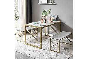VECELO White and Gold Dining Table Set: A Touch of Elegance for Your Dining Area