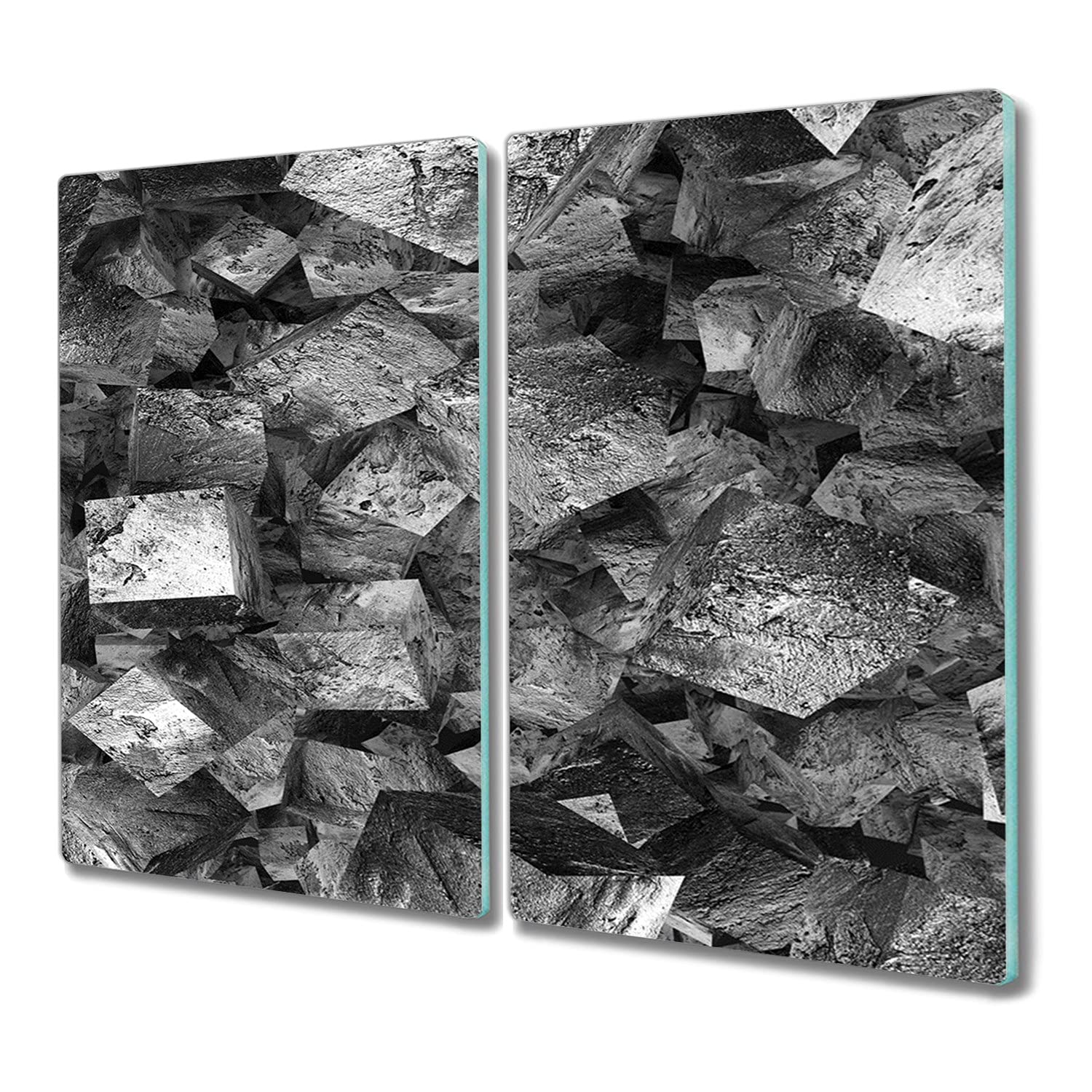 Protection plaque induction en verre trempé anti-rayures motif cube