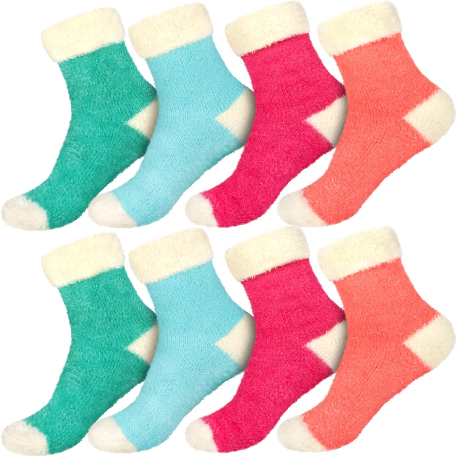 BambooMN Super Soft Warm Microfiber Fun Fuzzy Cozy Home Socks - 8 Pair Value Pack