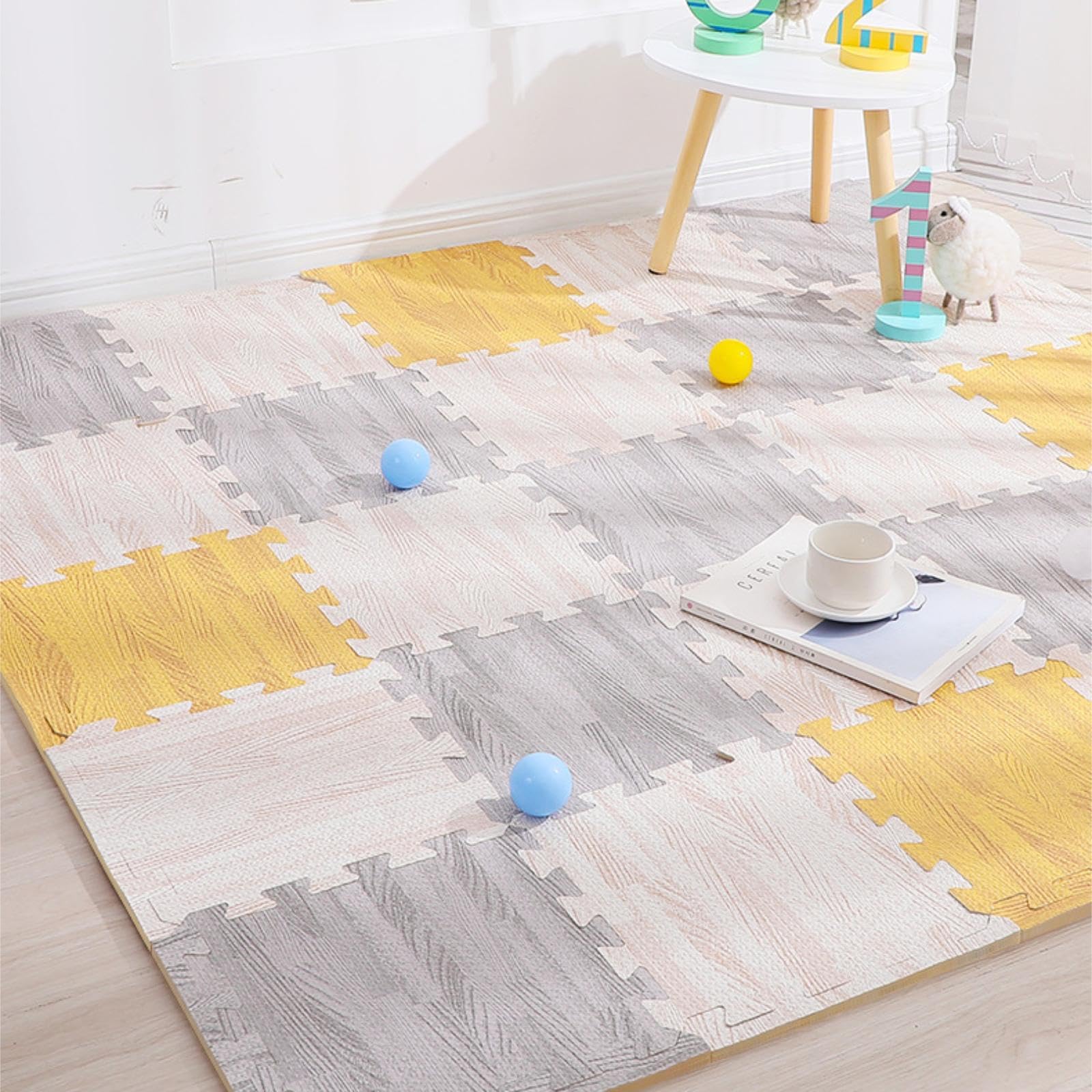 10 Stück Bodenmatte Schaumstoff Fliesen Matte Kinder Spielmatten Puzzle Krabbelmatte Bodenplatten mit Anpassbarer Fläche Und Leichter