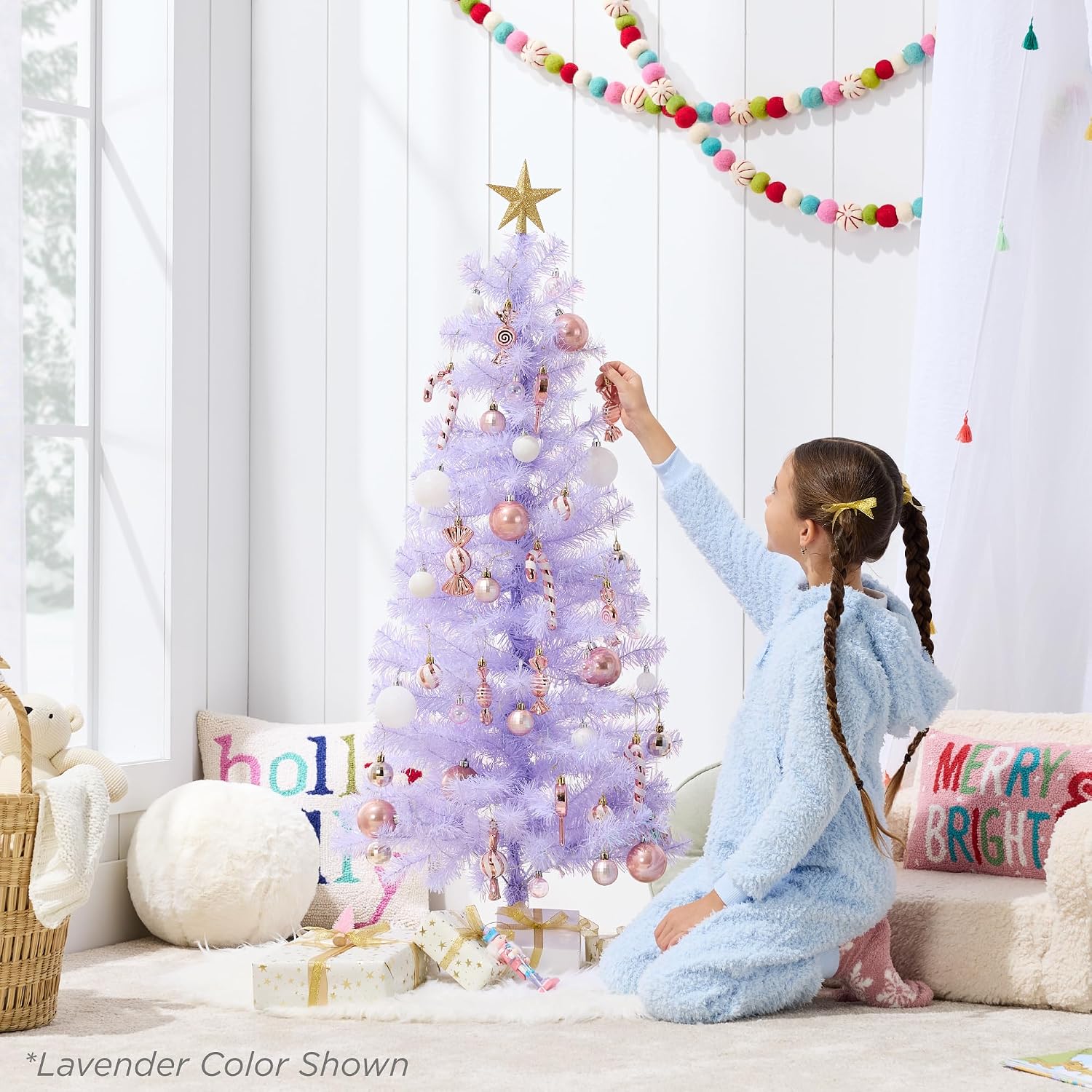 Best Choice Products 4ft Pre-lit Christmas Tree, Artificial Mini Tree Perfect for Kids, Apartments, Bedroom with Twinkling LED Lights - Baby Blue