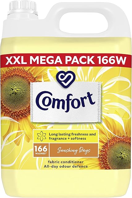 Comfort Sunshiny Days with All-Day Odour Defence Unstoppable Freshness Fabric Conditioner Softener 166 Wash 5L Upto 5 Months Supply