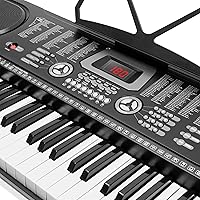 Vista 4 de Piano de teclado electrónico de música de 61 teclas con pantalla LCD y micrófono - portátil - negro