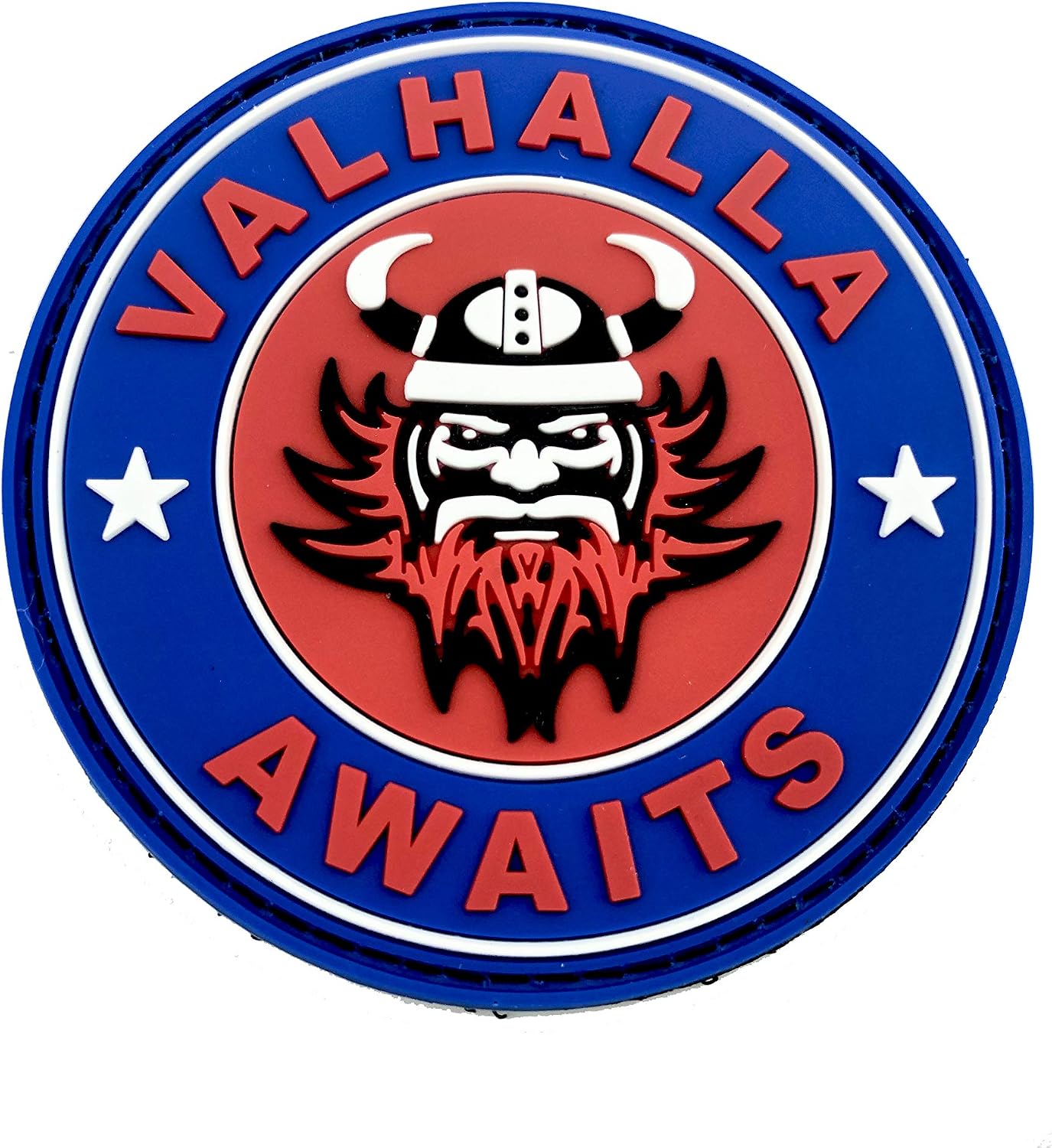 Valhalla Awaits Viking Blue Red PVC Airsoft Paintball Patch