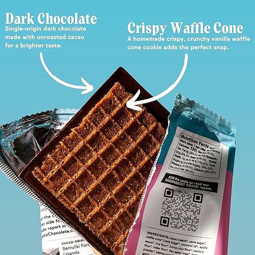Miniatura 3 de Raaka Cono de gofres de chocolate y vainilla  Juego de conos de gofres en chocolate negro  Chocolate negro gourmet de grano a barra  Orgánico,