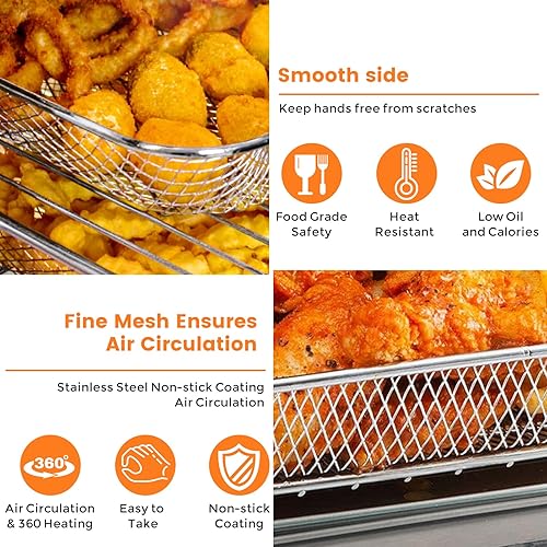 Miniatura 5 de Cesta de repuesto para freidora de aire nuwave bravo xl freidora de aire tostadora horno inteligente, 11.7 x 9.7 pulgadas de malla antiadherente