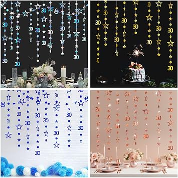 3m Long 50th Birthday Decorations,50th Birthday Banner,Gold-Colored Bir-thday Party Decorations,50-th Gold Circle Dots Star Garland Birth-day Party Decora-tions,Happy 50-th Birth-day Banner