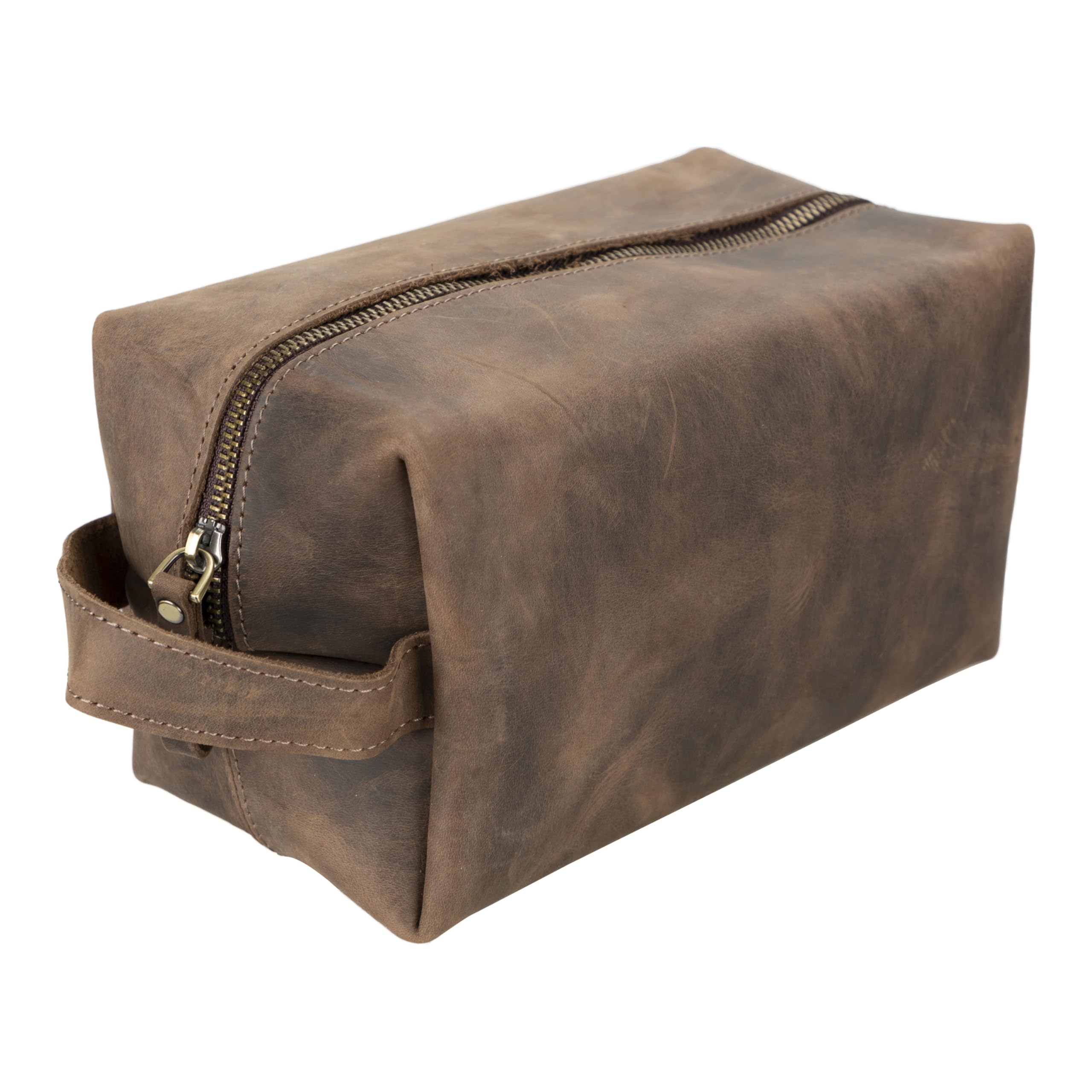 Lev Leather %100 Hakiki Deri Makyaj Çantası, Kişisel Bakım Çantası, Makyaj Çantası, Taşıma Saplı Tuvalet Çantası, Banyo Çantası, Kişisel Hijyen Kiti, Seyahat Kiti (Ceviz, X-Large)