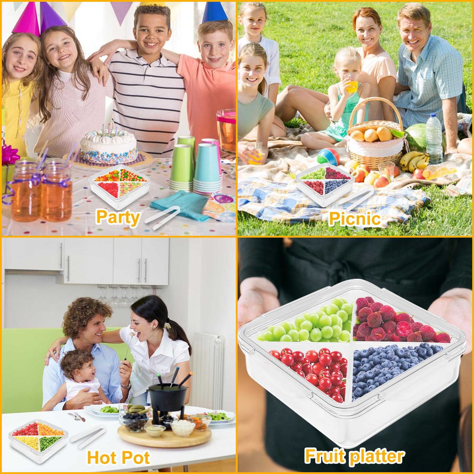 WOWBOX Serviertablett-Set, 5-teilig – Schwarze Kunststofftabletts Für Snacks, Obst & Party, 35,6x23,6x3 Cm