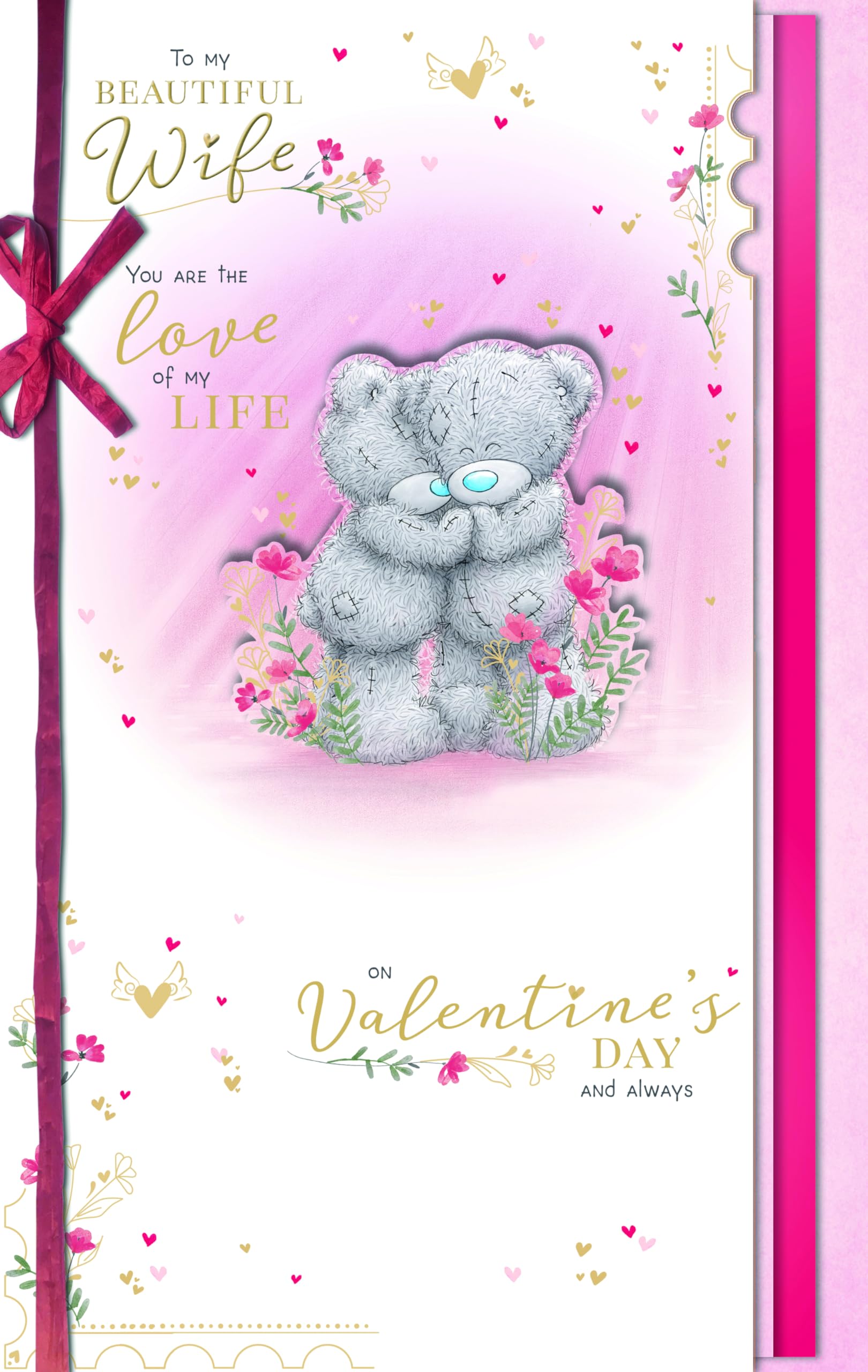 Me To You Tatty Teddy Hand Made Valentine's Day Card 'To my Beautiful Wife' 7 x 11 - Official Collection