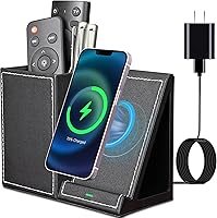 Vista 12 de KINGFOM Organizador de escritorio de piel sintética con soporte de cargador inalámbrico, carga inalámbrica rápida de 10 W para iPhone 11, 11 Pro, 11