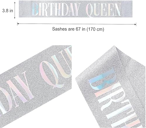 Miniatura 4 de Coronas para mujer, CIEHER Birthday Queen Sash y Tiara de diamantes de imitación, tiaras y coronas para mujer, corona de reina plateada, corona