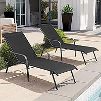 Vista 12 de Crestlive Products Silla de Tumbona de Exterior con Respaldo, Juego de Sillas de Piscina de 2, Tumbona de Bronceado Ajustable de Aluminio con 5