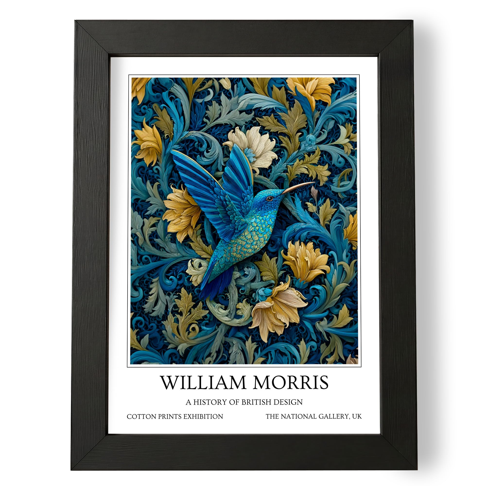 Fans Favourites William Morris - Vintage Art Noevua British Prints, Botanical Wall Art, A History of British Design Collection (Blue Hummingbird, A4, Unframed) — image 1