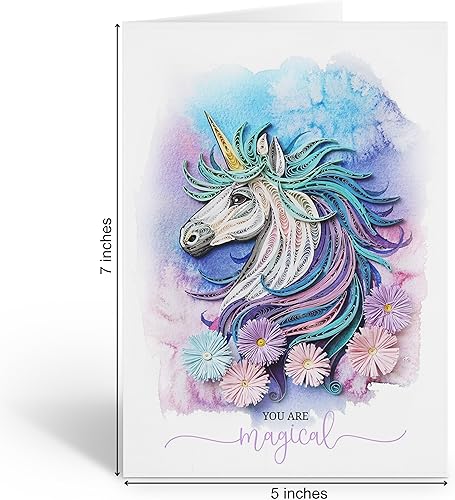 Miniatura 2 de Tarjeta de unicornio Quilling, tarjeta de graduación, tarjeta de jubilación, tarjeta de jubilación, tarjeta mágica para mamá, hija, esposa, novia,
