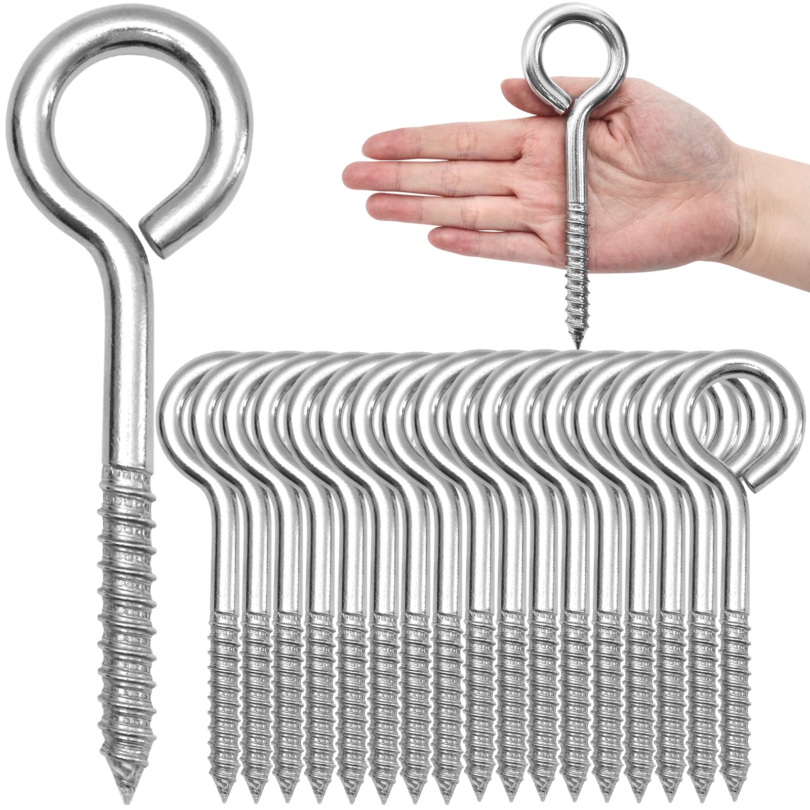 Stainless Steel Screw Eyes - 10 Pack, Heavy Duty -24