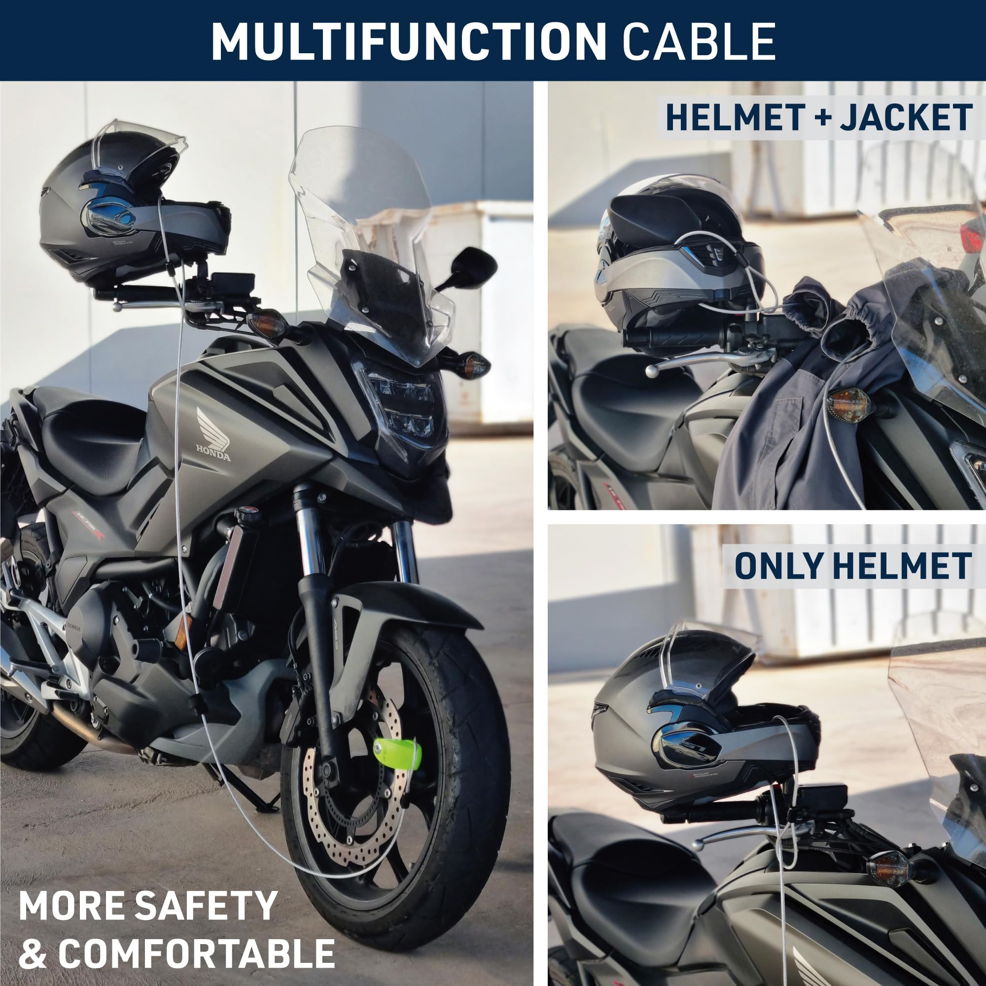 URBAN UR906X5L Bloccadisco Moto con Allarme e Cavo Antifurto 2m, 120dB X2-ON, Impermeabile, Batteria Lunga Durata, Lucchetto Blocca Disco Universale per Moto, Scooter, Bici, Monopattino Elettrico