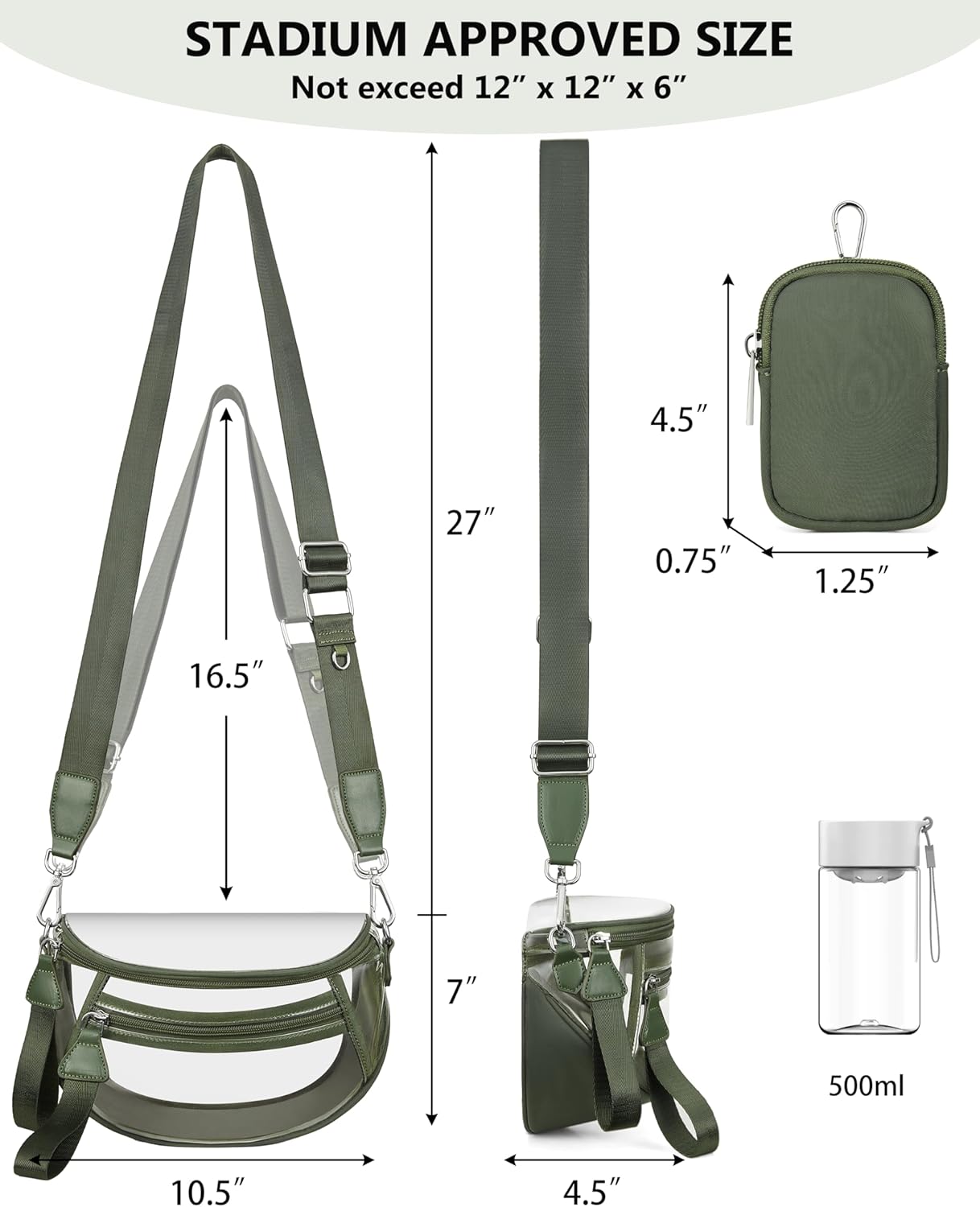 Clear Checkered Crossbody Bags for Stadium Events, Clear Purse Bum Bag for Women Concert Sport with RFID Coin Purse - Image 4