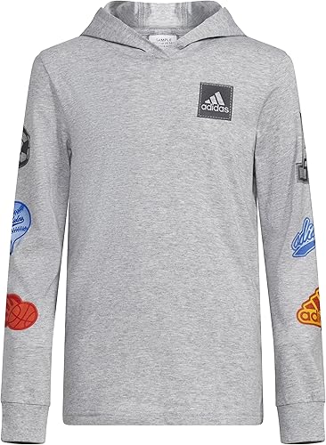 adidas Boys' Long Sleeve Cotton Bos Logo Hooded T-Shirt