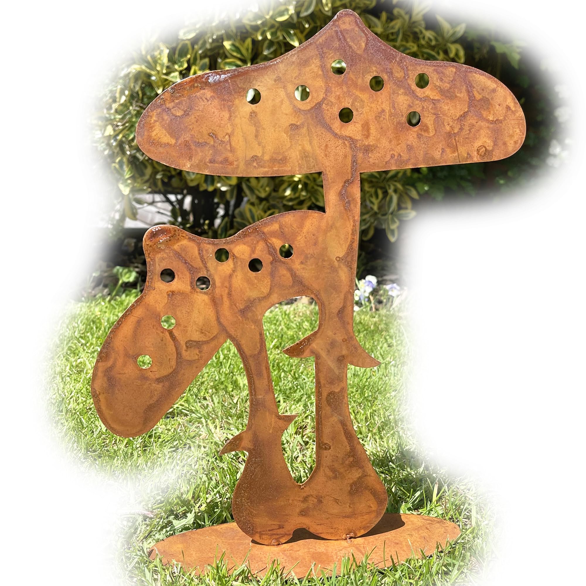 Darthome Brown Rusty Toadstool Garden Ornament 27X35x8cm Metal Mushroom Silhouette Sculpture Lawn Decor