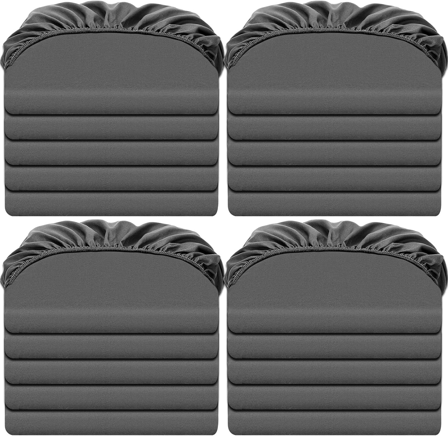 Preboun 20 Pack Queen Fitted Sheets Bulk Bed Sheet with Pocket Elastic Corners Comfy Microfiber Fabric Soft Sheet for School Dormitory Home Hotel Hospital Room Massage Table (Gray)