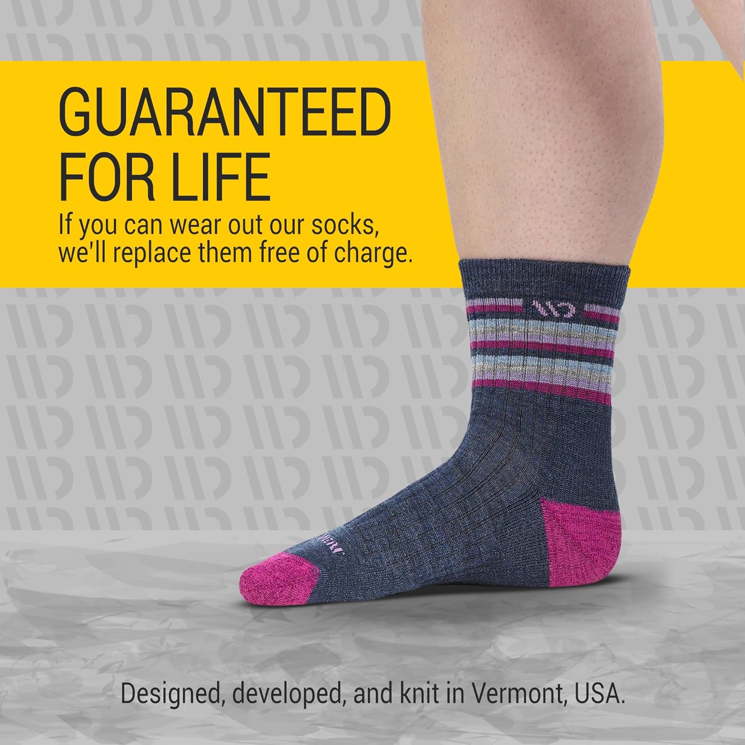 Wide Open Micro Crew Women's Merino Wool Socks - Multi Stripe Everyday Wide Ankle Socks for Wide Feet - Image 4