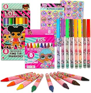 LOL Surprise Coloring Set for Girls - Bundle with 8 LOL Surprise Markers and 8 LOL Surprise Jumbo Crayons for Coloring, Crafts, Drawing, and More Plus Stickers | LOL Surprise School Supplies for Kids