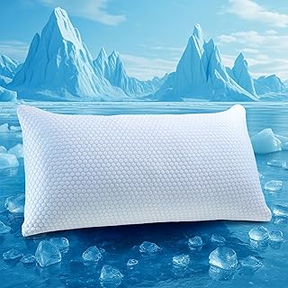 UNIKOME Kühlendes Kopfkissen 40x80CM, Memory Foam Kissen Doppelseitiger, Cooling Pillow Kalt/Warm Abnehmbar, Blau für Sommer/Herbst, Weiß für Winter/Frühling, Oeko-Tex