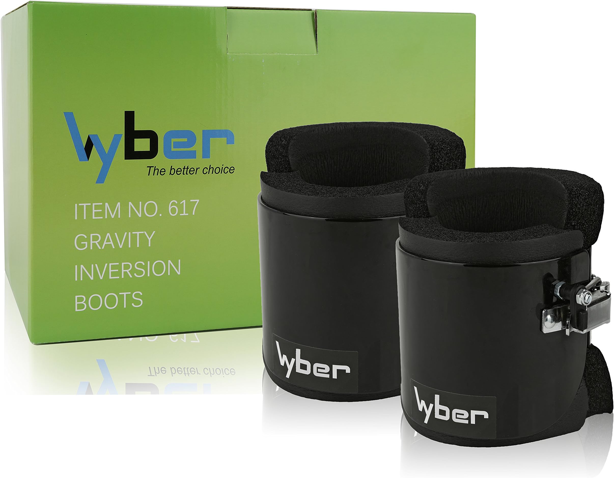 Vyber Gravity Inversion Hanging Pull Up Boots | Durable & Safe Locking Clips | Comfortable Contouring Foam Padding | for Chin Up Bars, Inversion Therapy, Muscle Spasms, Back Pains & Core Training