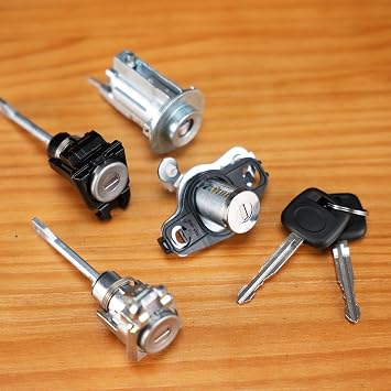 Ignition Switch & Front Door & Trunk Lock Cylinder Set with 2 Keys 69057-02130 69051-02090 Compatible with Toyota Corolla Matrix CE LE S 2003 2004 2005 2006 2007 2008